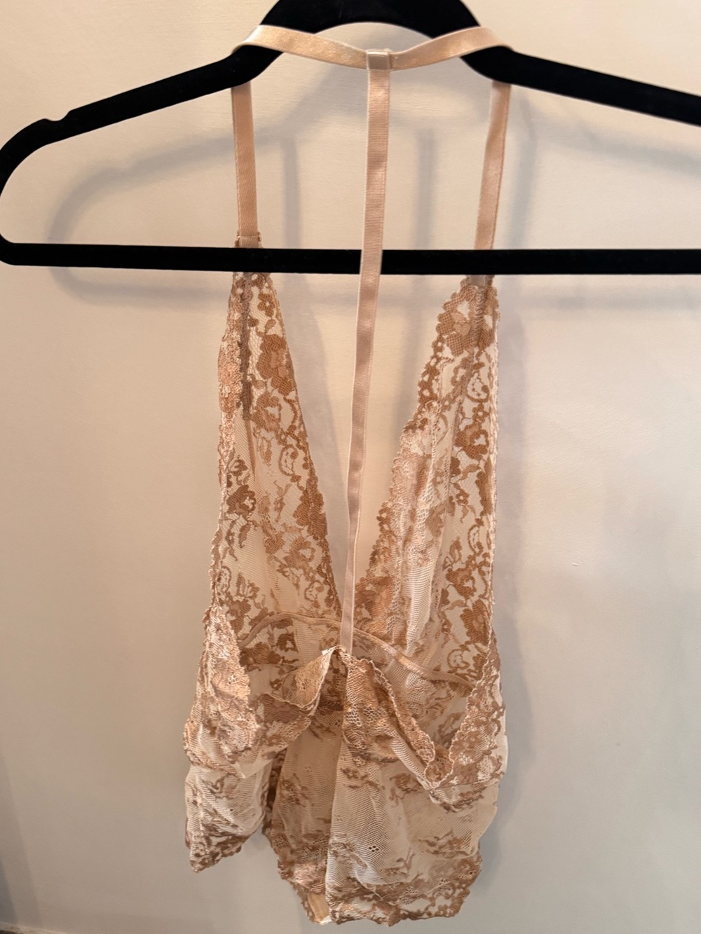 Free People Blush Lace Plunge Chemise
